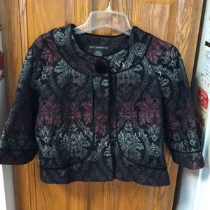 Petite sophisticate 3/4 sleeve brocade jacket